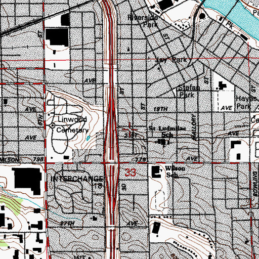 Topographic Map of West Cedar Rapids, IA