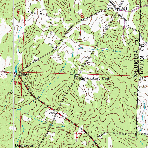 Topographic Map of Big Hickory Cemetery, AR