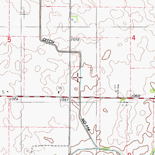 Topographic Map of Ditch Number 114, IA
