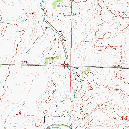 Topographic Map of Ditch Number 23, IA