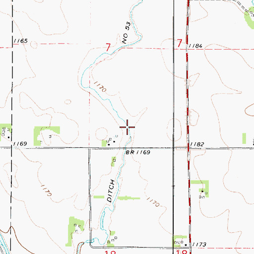 Topographic Map of Ditch Number 53, IA