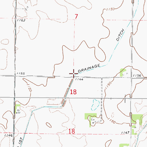 Topographic Map of Drainage Ditch Number 107, IA