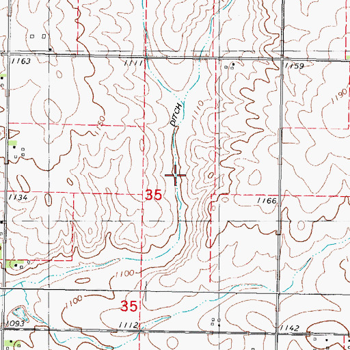Topographic Map of Drainage Ditch Number 121, IA