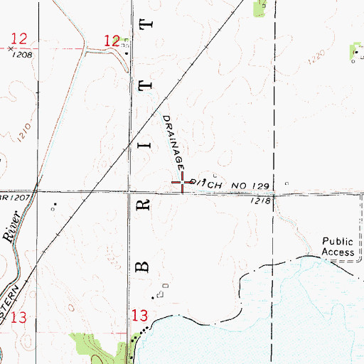 Topographic Map of Drainage Ditch Number 129, IA