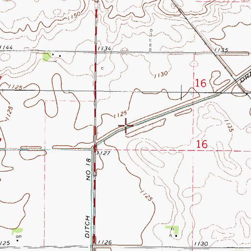 Topographic Map of Drainage Ditch Number 18, IA