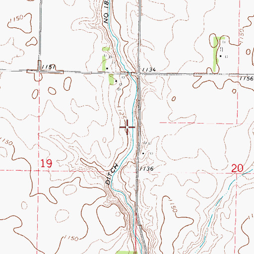 Topographic Map of Drainage Ditch Number 182, IA