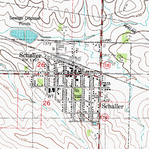 Topographic Map of Schaller, IA