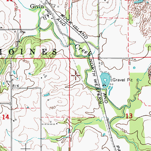 Topographic Map of Muchakinock (historical), IA