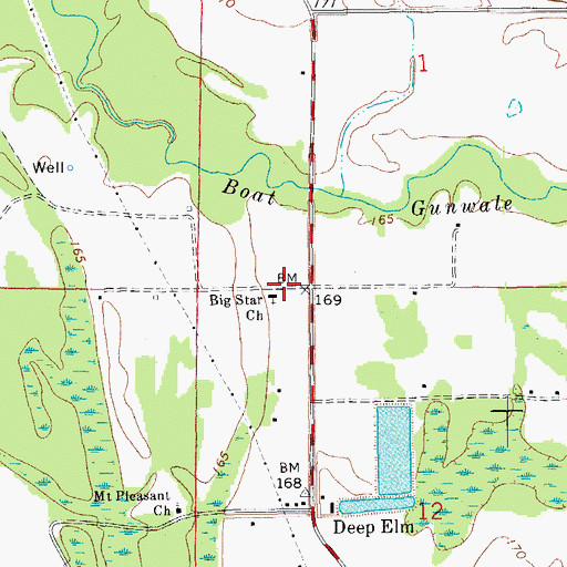 Topographic Map of Big Star Church, AR