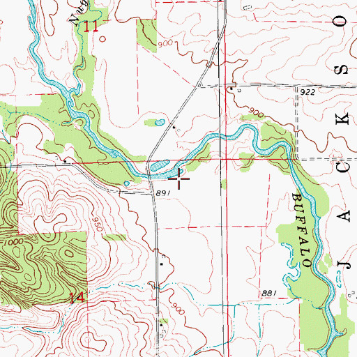 Topographic Map of Nugent, IA