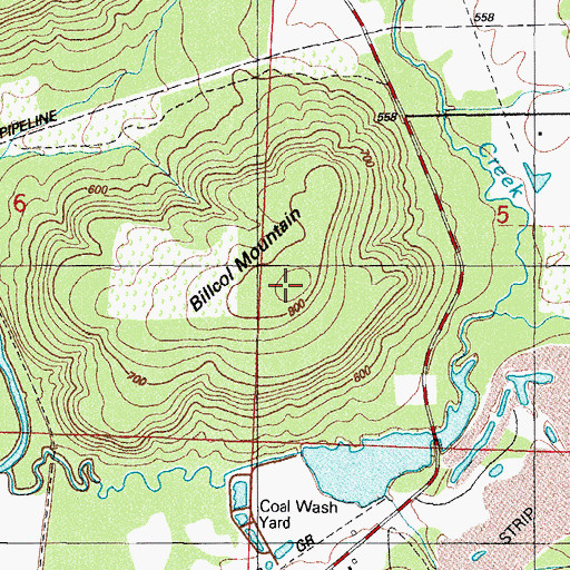 Topographic Map of Billcol Mountain, AR