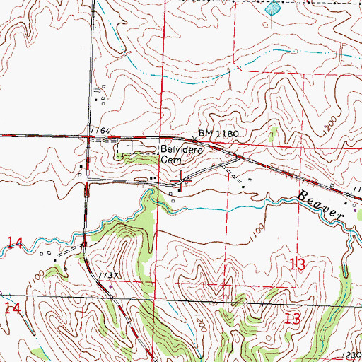 Topographic Map of Belvidere, IA