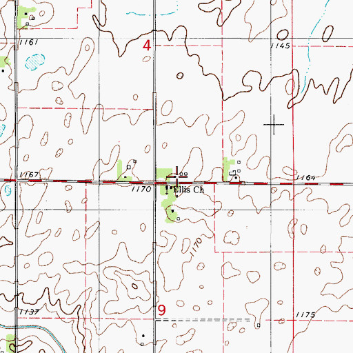 Topographic Map of Ellis, IA