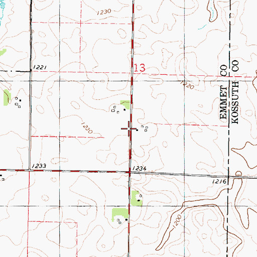 Topographic Map of Iowa Lake Post Office (historical), IA
