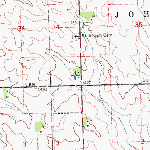 Topographic Map of Rosbach Post Office (historical), IA