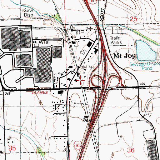 Topographic Map of Mount Joy Post Office (historical), IA
