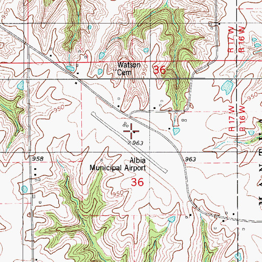 Topographic Map of Albia Municipal Airport, IA