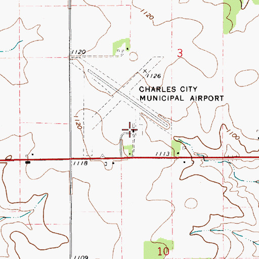 Topographic Map of Northeast Iowa Regional Airport, IA