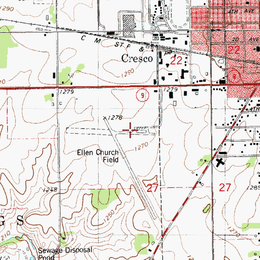 Topographic Map of Ellen Church Field, IA