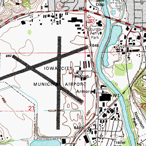 Topographic Map of Iowa City Municipal Airport, IA