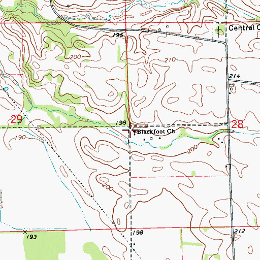 Topographic Map of Blackfoot Church, AR