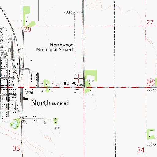 Topographic Map of Northwood Municipal Airport, IA