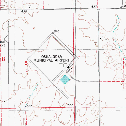 Topographic Map of Oskaloosa Municipal Airport, IA