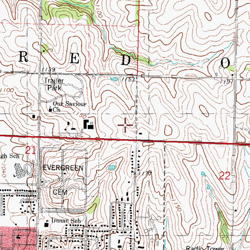 Topographic Map of Montgomery County Memorial Heliport, IA