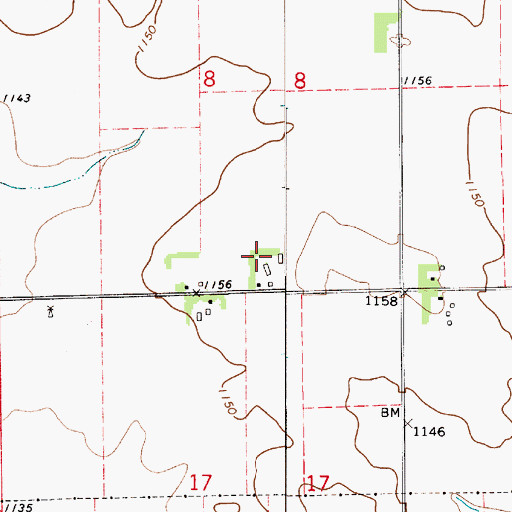 Topographic Map of Folkerts Airport (historical), IA