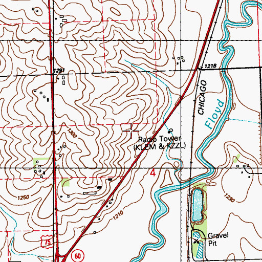 Topographic Map of KLEM-AM (Le Mars), IA