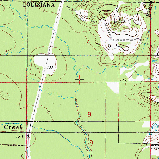 Topographic Map of Blanchard Creek, AR