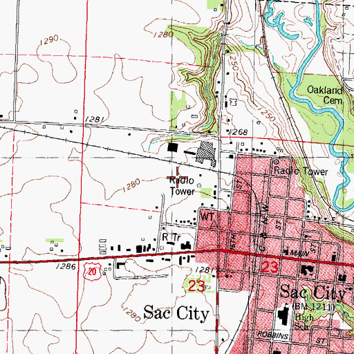 Topographic Map of KSRG-FM (Sac City), IA