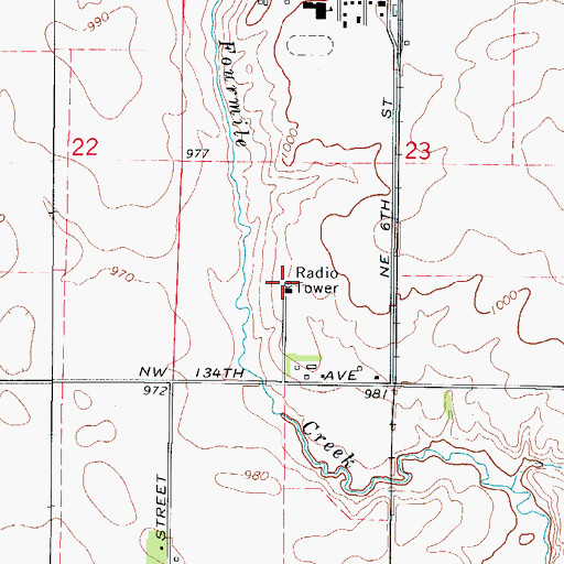 Topographic Map of WOI-TV (Ames), IA