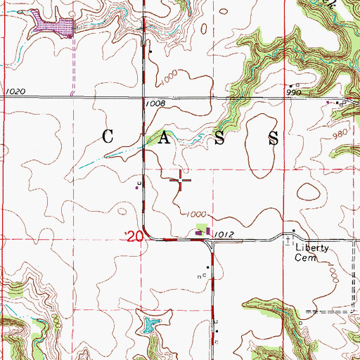 Topographic Map of Township of Cass, IA