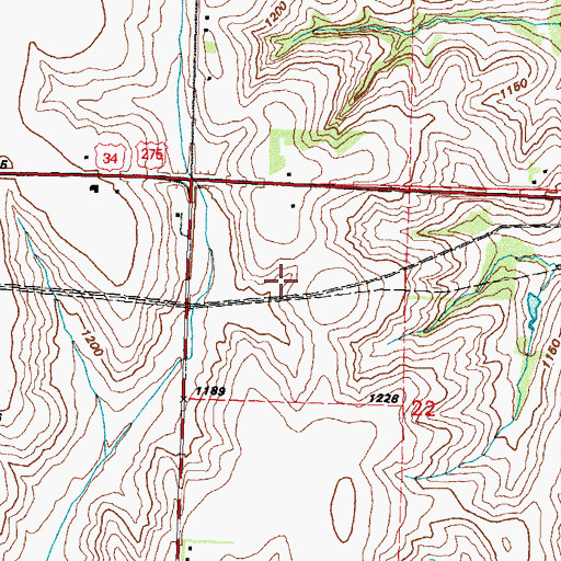 Topographic Map of Township of Center, IA