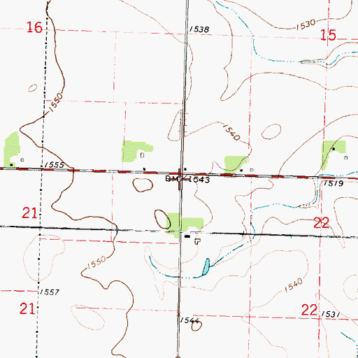 Topographic Map of Township of Center, IA
