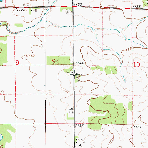 Topographic Map of Township of Deerfield, IA