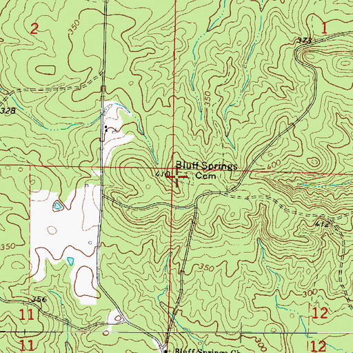 Topographic Map of Bluff Springs Cemetery, AR