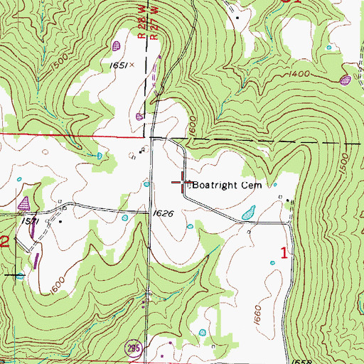 Topographic Map of Boatrigth Cemetery, AR