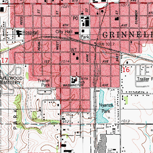 Topographic Map of City of Grinnell, IA