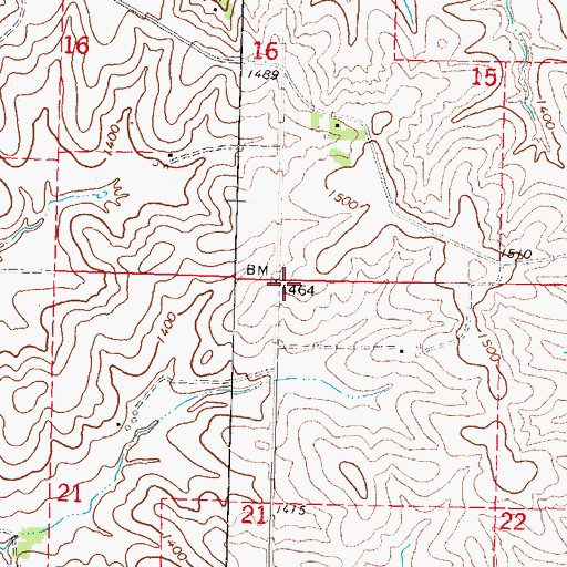 Topographic Map of Township of Hanover, IA