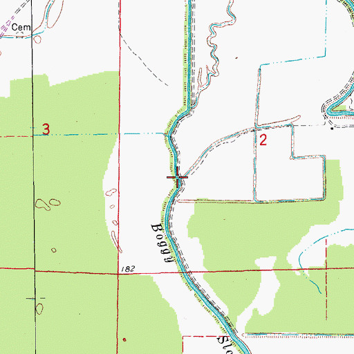 Topographic Map of Boggy Bayou, AR