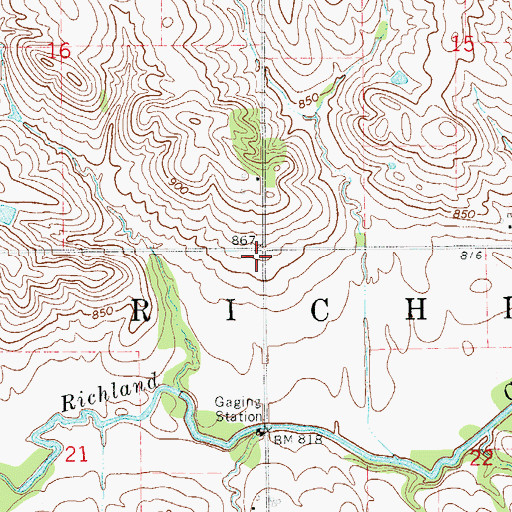 Topographic Map of Township of Richland, IA