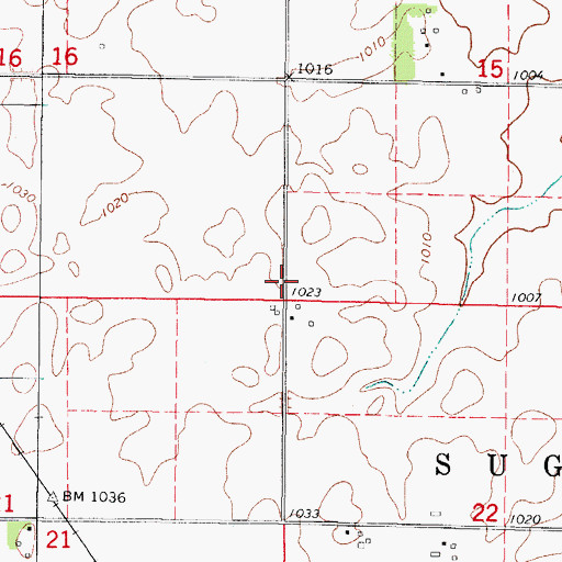 Topographic Map of Township of Sugar Grove, IA