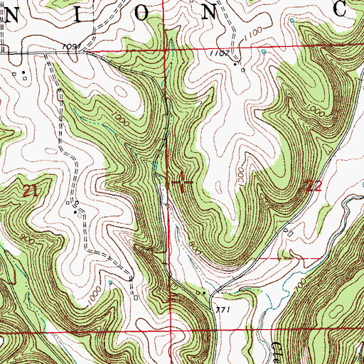 Topographic Map of Township of Union City, IA