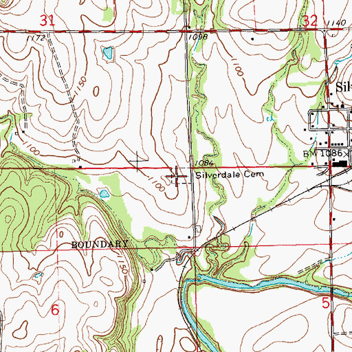 Topographic Map of Silverdale Cemetery, KS