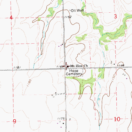 Topographic Map of Mount Zion Church, KS