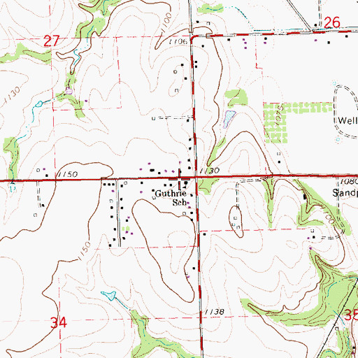 Topographic Map of Guthrie School (historical), KS