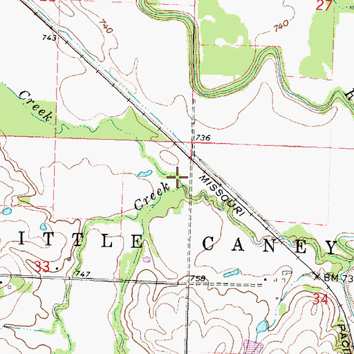 Topographic Map of Birch Creek, KS