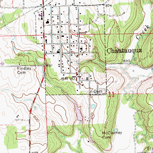 Topographic Map of Chautauqua, KS